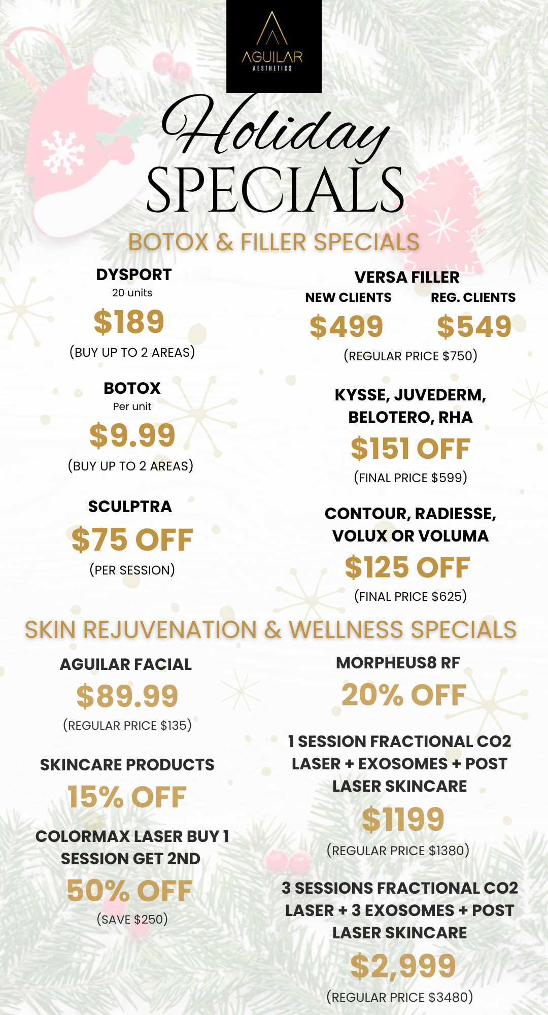 Holiday Specials at Aguilar Aesthetics Medspa in Aventura FL